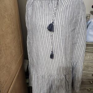 Talbots Strip Blue/White Long Skirt